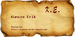 Kuncze Erik névjegykártya